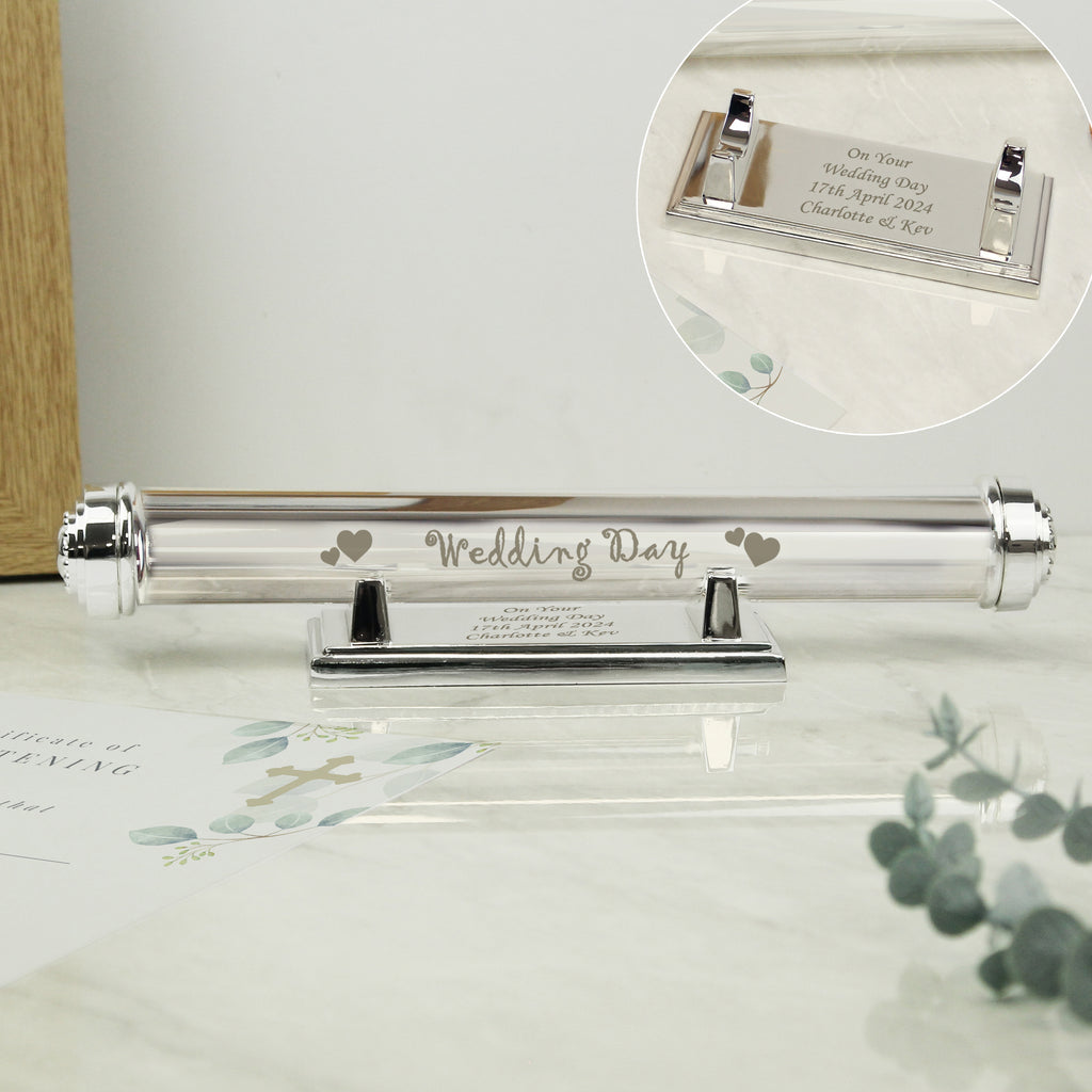 Personalised Wedding Day Silver Plated Certificate Holder for Wedding