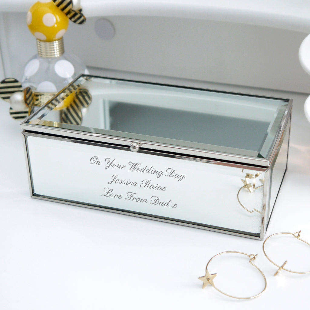 Personalised Any Message Mirrored Jewellery Box | Wedding Gift