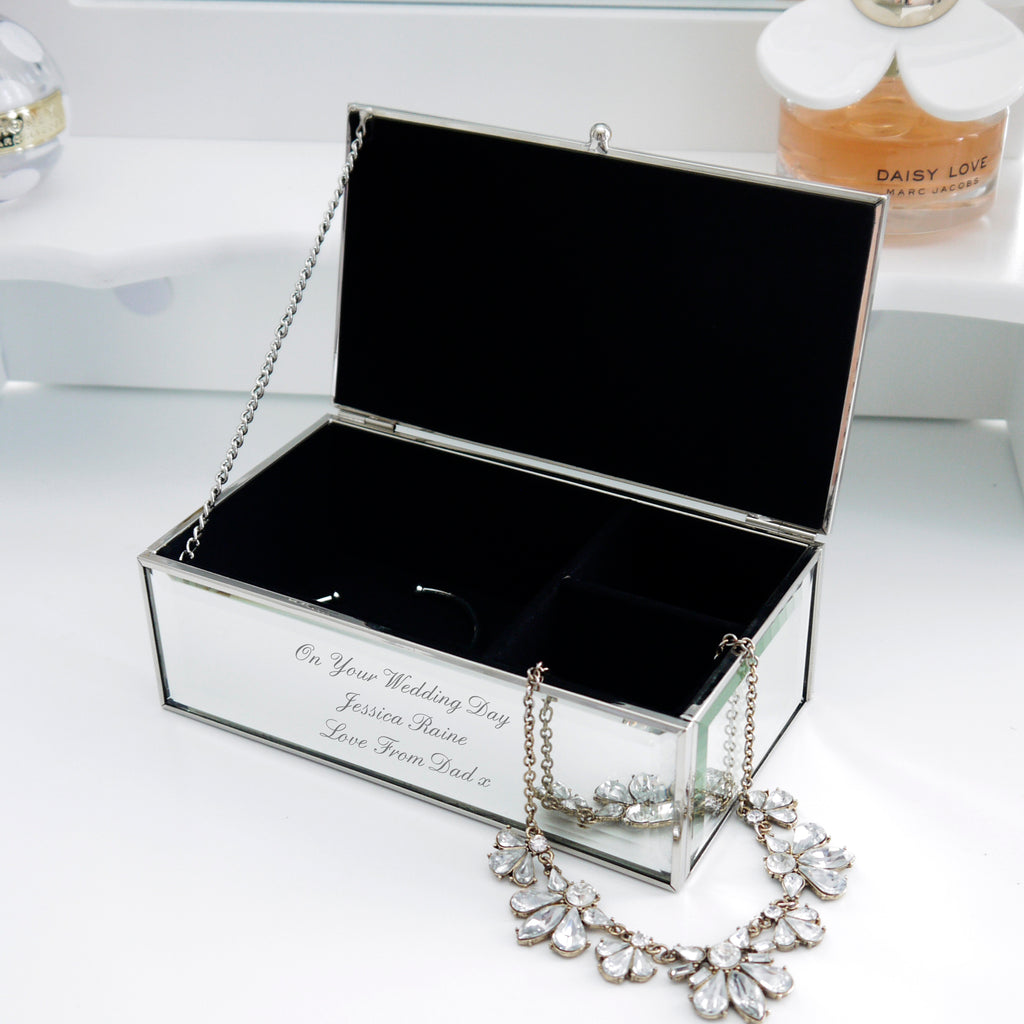Personalised Any Message Mirrored Jewellery Box | Wedding Gift