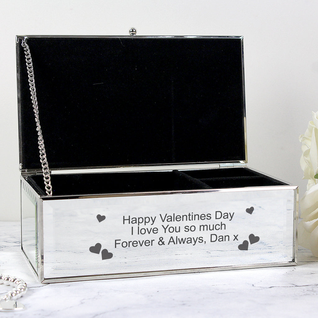 Personalised Hearts Mirrored Jewellery Box | Wedding Gift