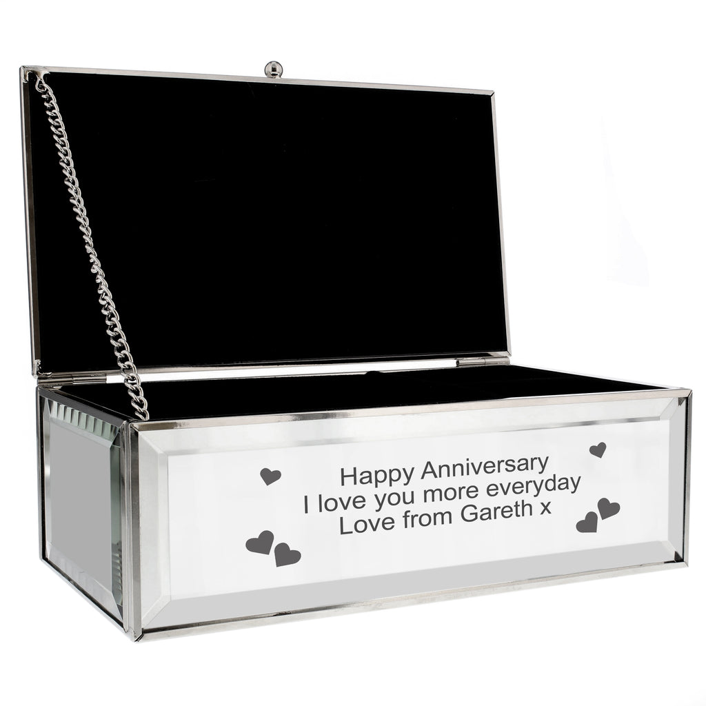Personalised Hearts Mirrored Jewellery Box | Wedding Gift