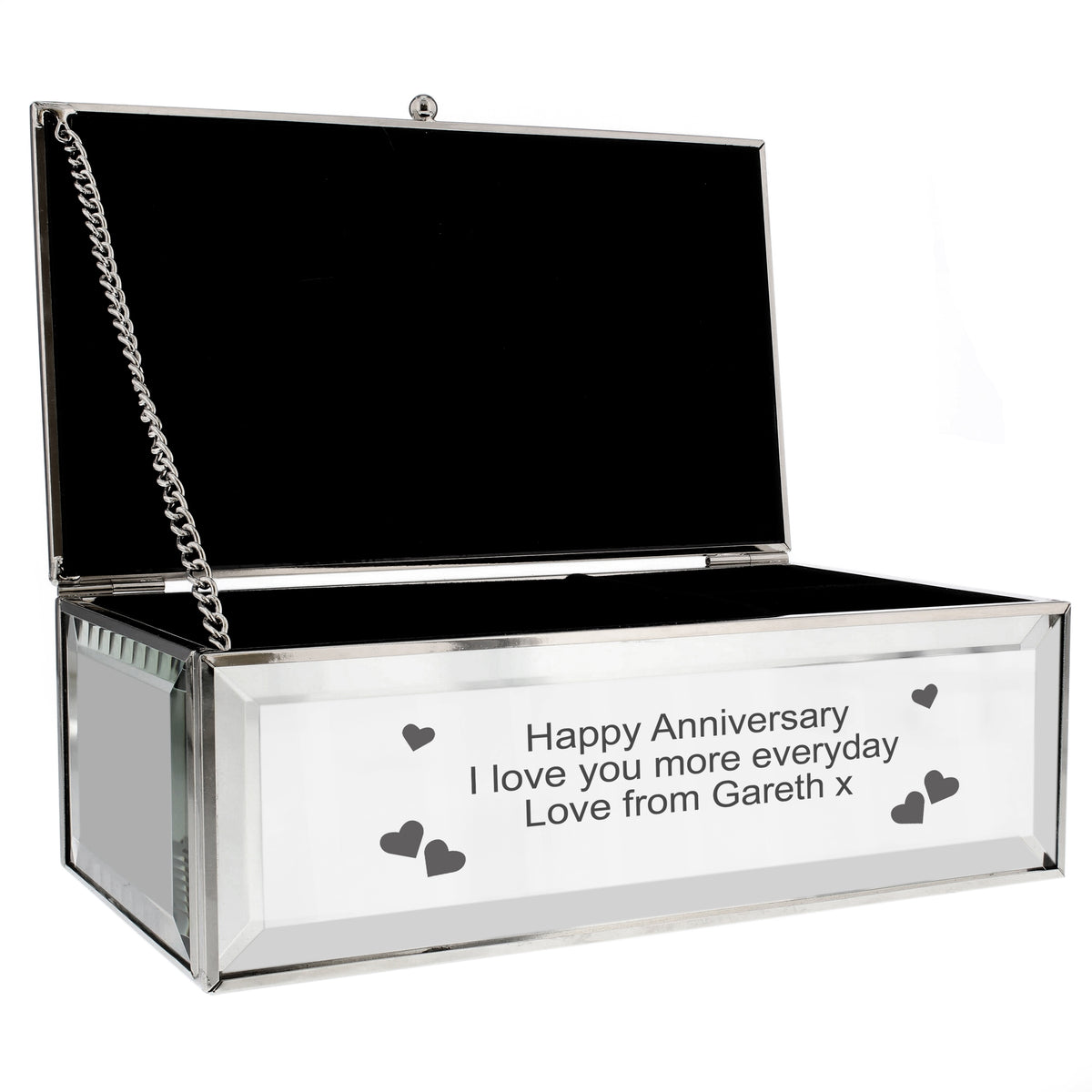Personalised Hearts Mirrored Jewellery Box | Wedding Gift