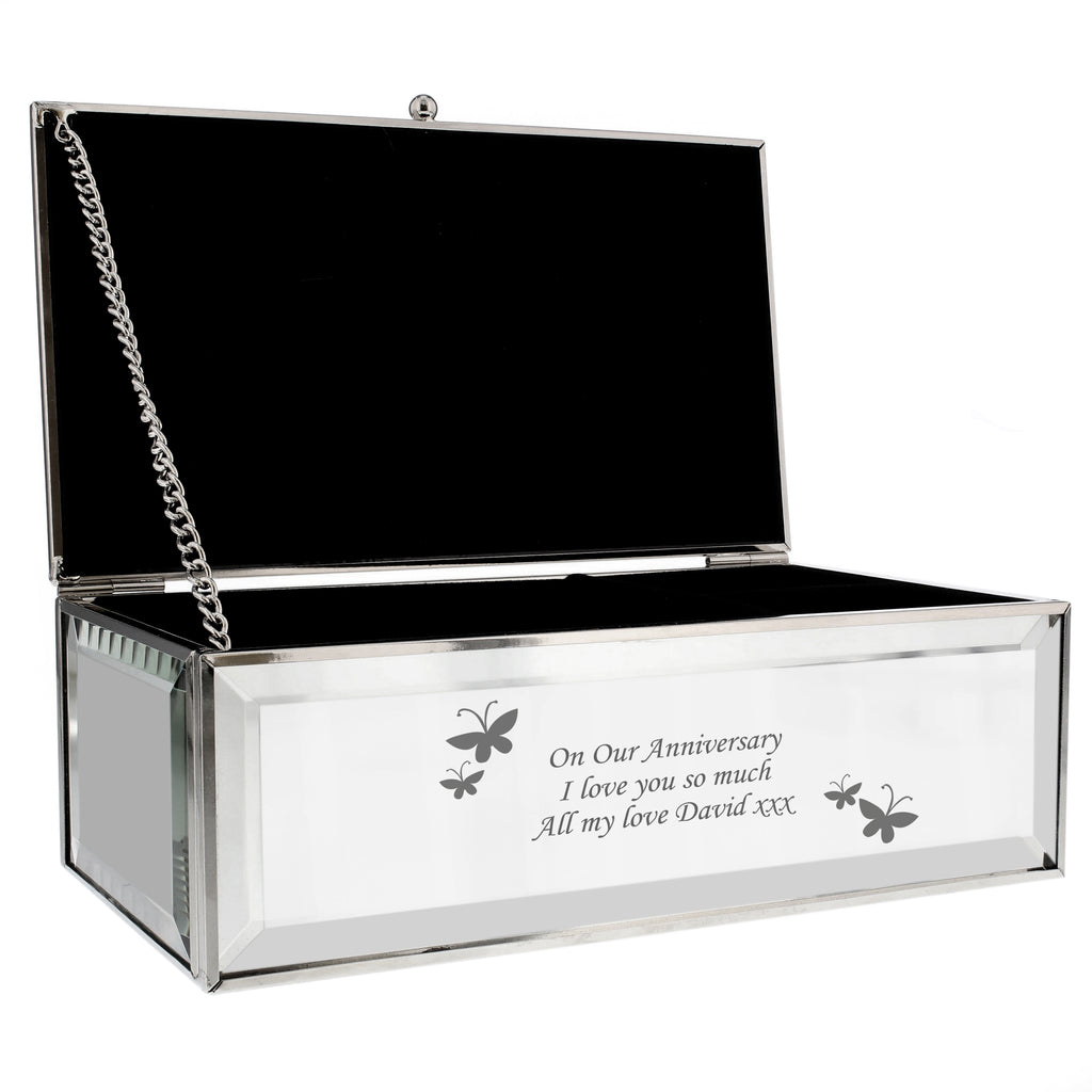 Personalised Butterflies Mirrored Jewellery Box | Gift for Her