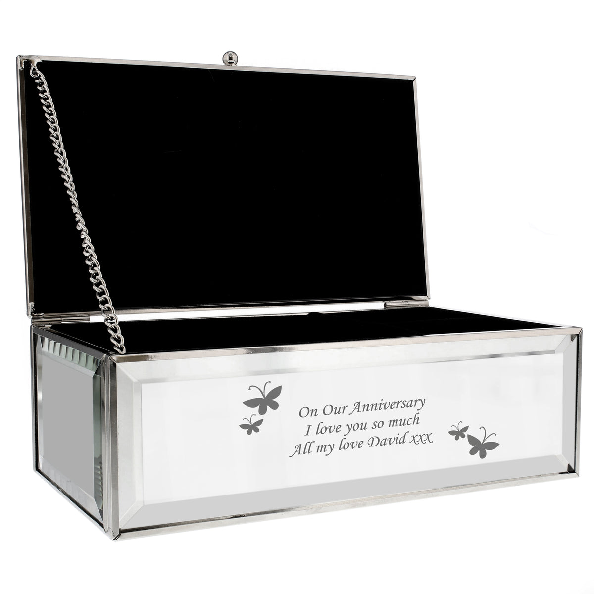 Personalised Butterflies Mirrored Jewellery Box | Gift for Her
