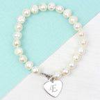 Personalised White Freshwater Scripted Initial Pearl Bracelet | Jewellery
