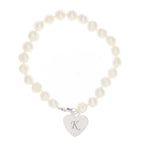 Personalised White Freshwater Scripted Initial Pearl Bracelet | Jewellery