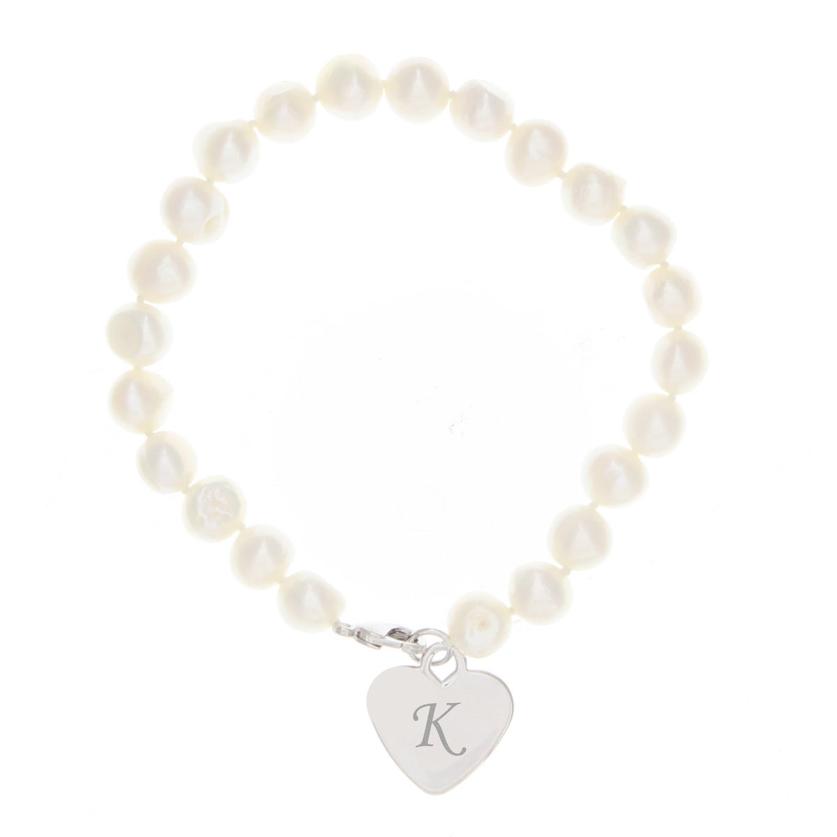Personalised White Freshwater Scripted Initial Pearl Bracelet | Jewellery