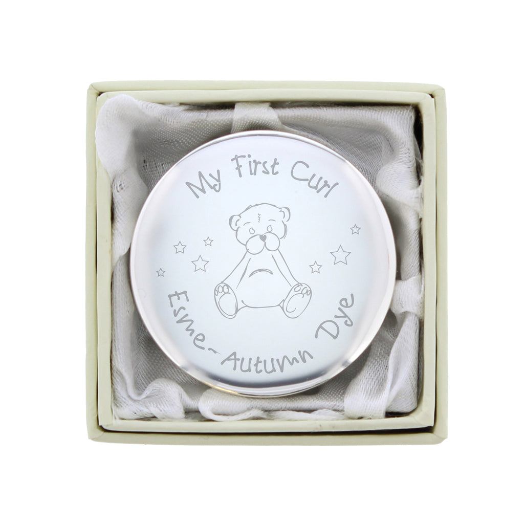 Personalised Teddy My First Curl Trinket Box | Trinket, Jewellery & Keepsake Boxes