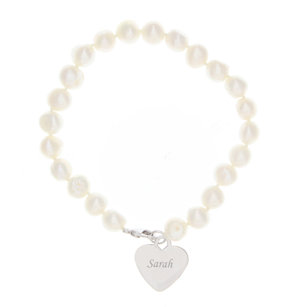 Personalised White Freshwater Pearl Scripted Name Bracelet | Jewellery | Wedding Gift