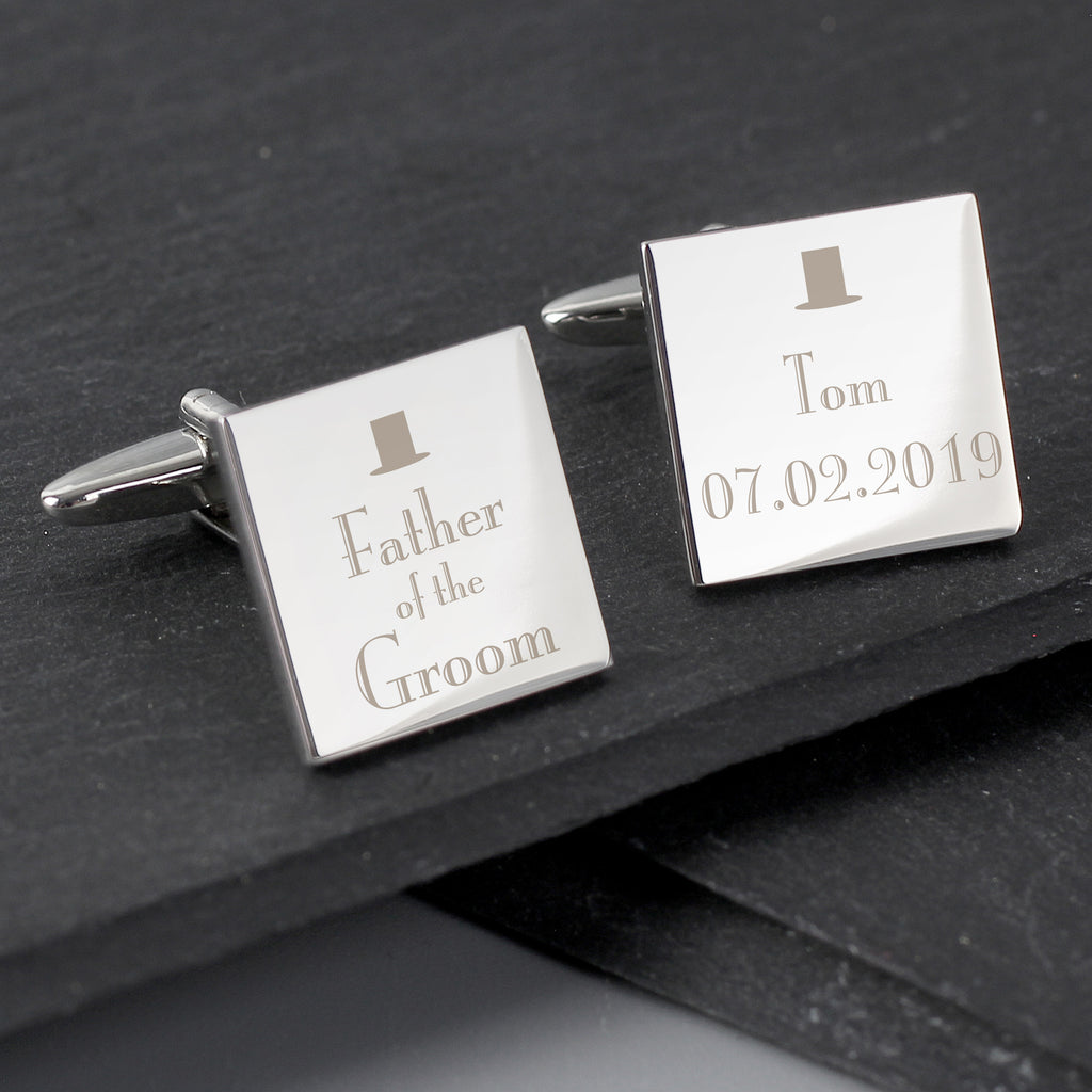 Personalised Decorative Wedding Father of the Groom Square Cufflinks - Cuff Links - Inspired Creative Gifts