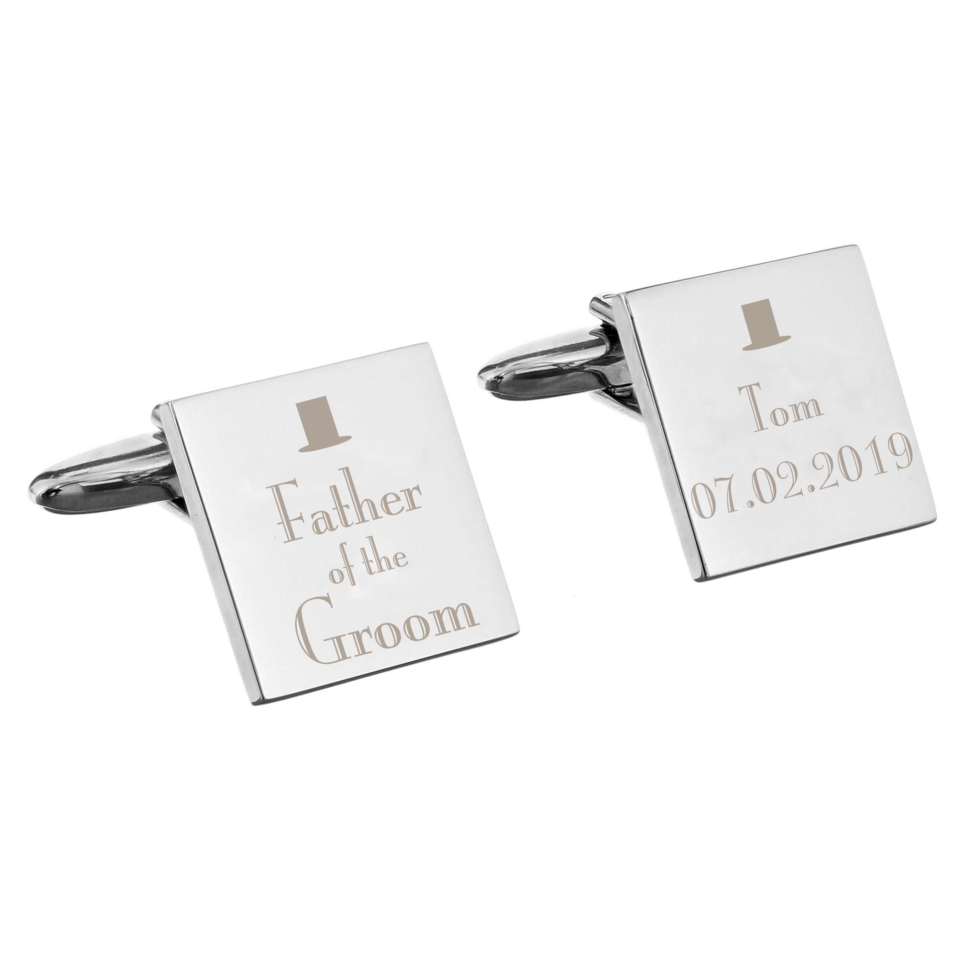 Personalised Decorative Wedding Father of the Groom Square Cufflinks - Cuff Links - Inspired Creative Gifts
