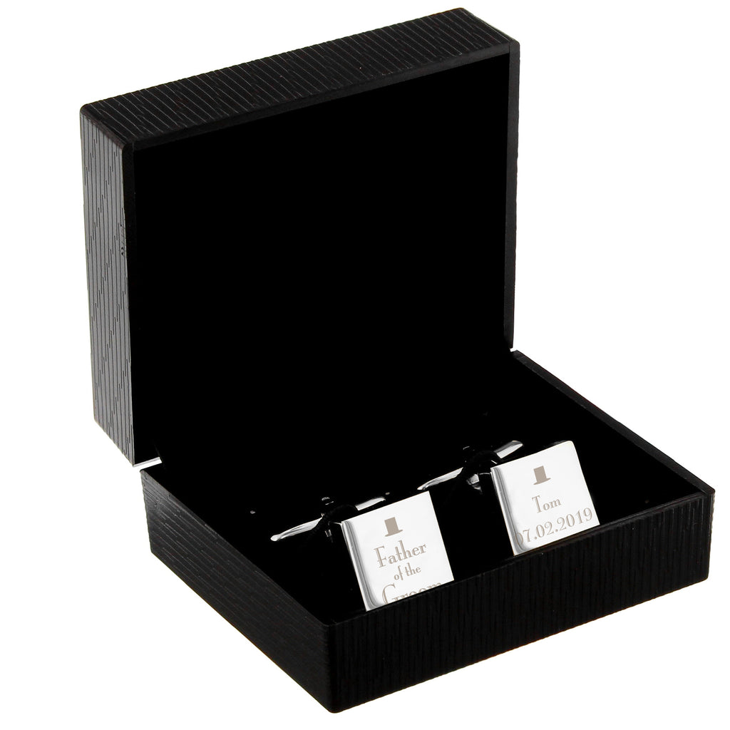 Personalised Decorative Wedding Father of the Groom Square Cufflinks - Cuff Links - Inspired Creative Gifts