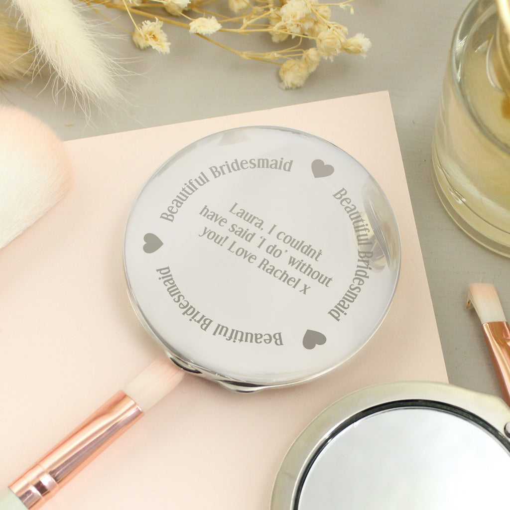 Personalised Beautiful Bridesmaid Compact Mirror | Gift for Her