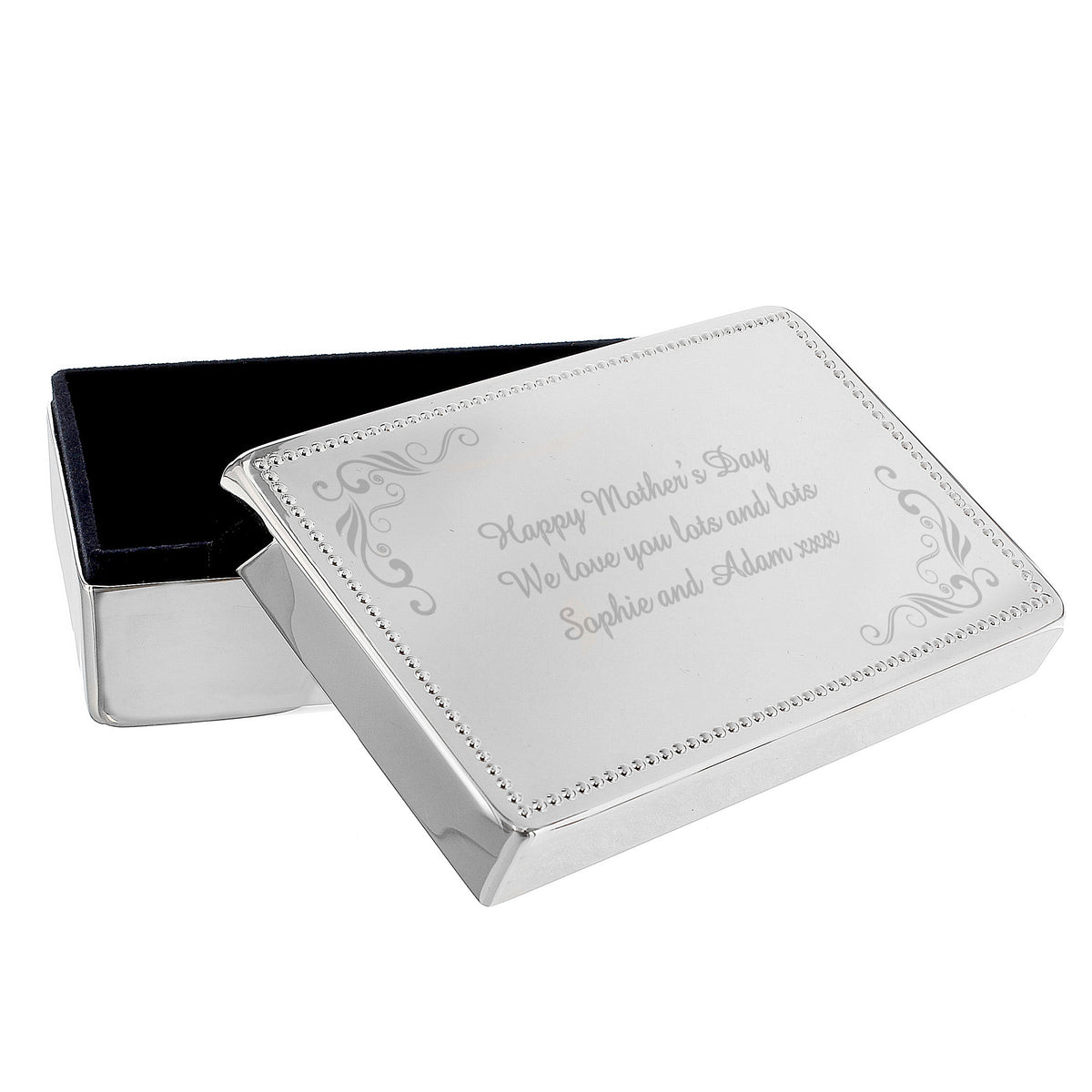 Personalised Swirl Rectangular Jewellery Box for Wedding