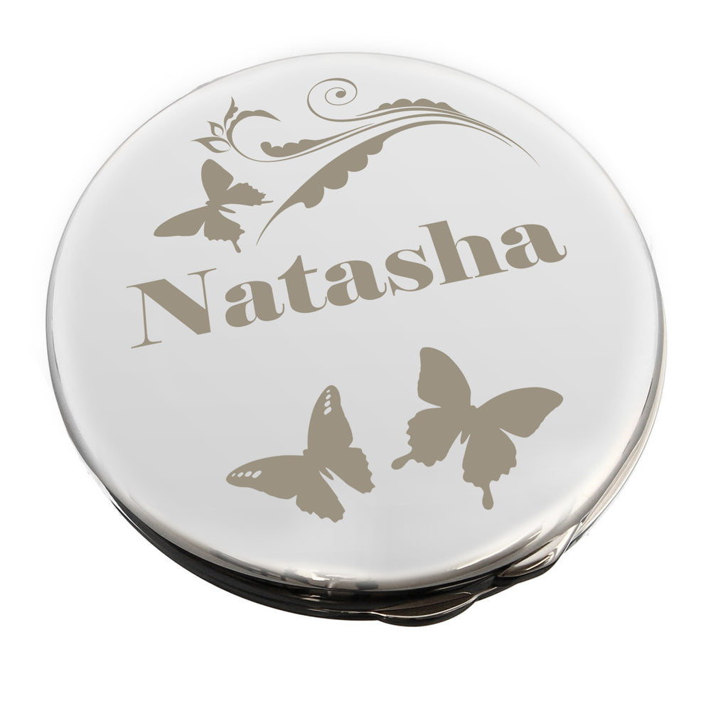 Personalised Butterfly Swirl Compact Mirror | Wedding Gift