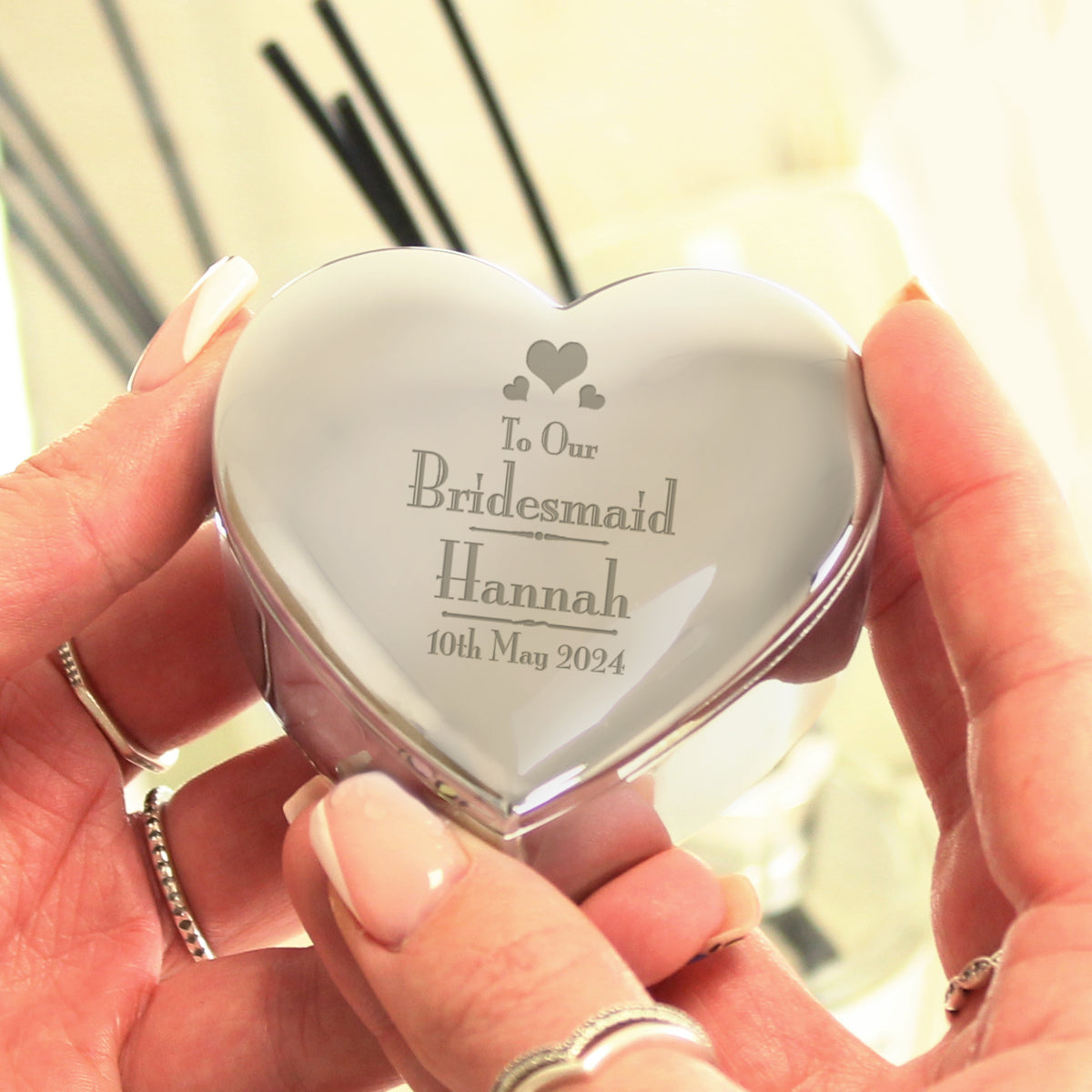 Personalised Decorative Wedding Bridesmaid Heart Trinket Box | Trinket, Jewellery & Keepsake Boxes