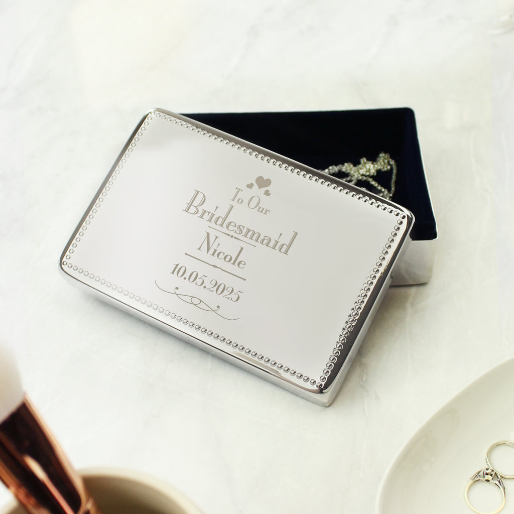 Personalised Decorative Wedding Bridesmaid Jewellery Box for Wedding