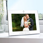 Personalised Silver 5x7 Landscape Cross Photo Frame for Mother's Day