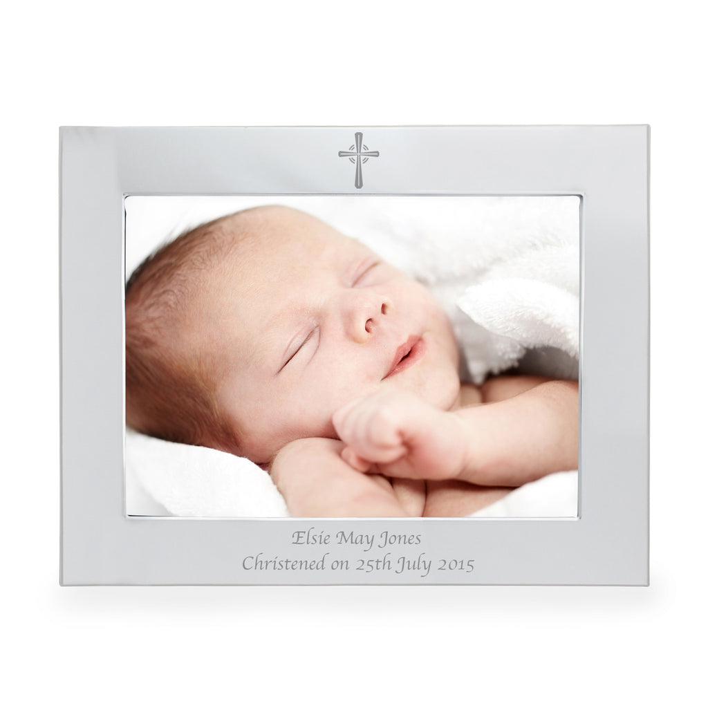 Personalised Silver 5x7 Landscape Cross Photo Frame for Mother's Day