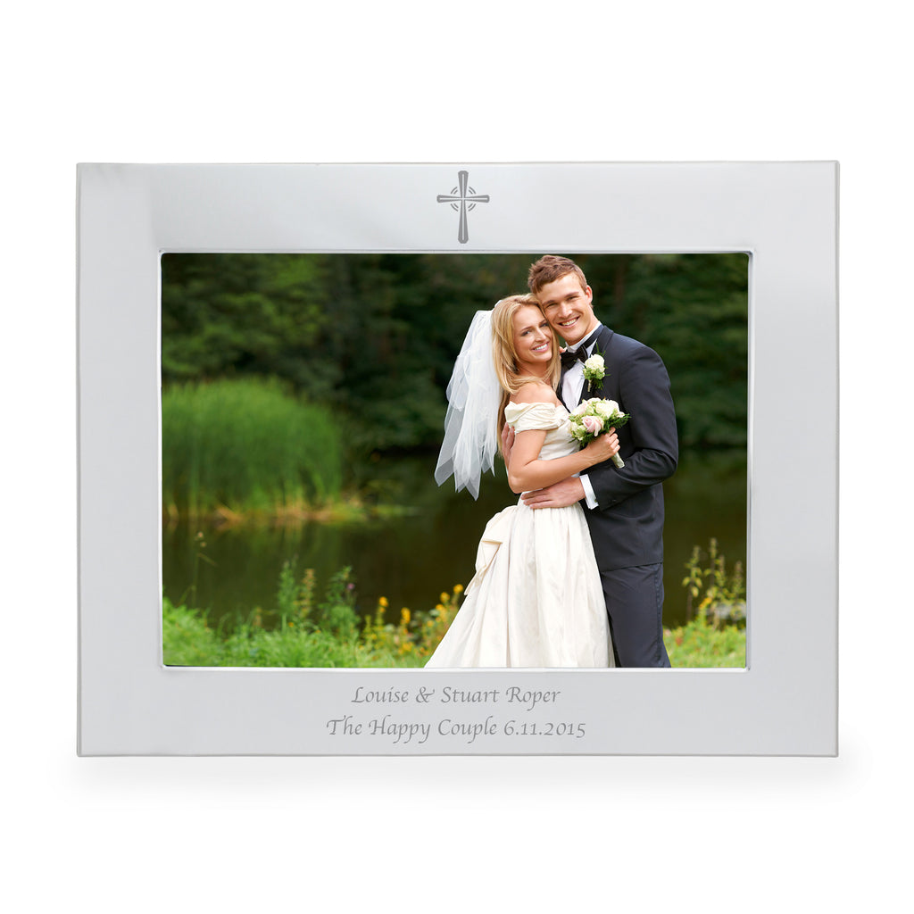 Personalised Silver 5x7 Landscape Cross Photo Frame for Mother's Day