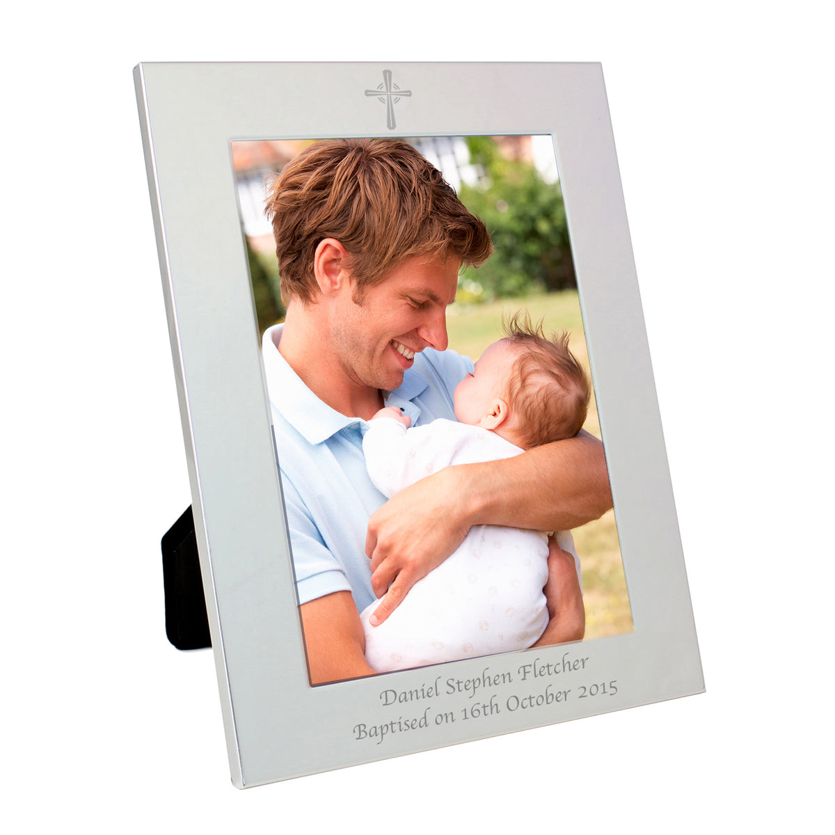 Personalised Silver 5x7 Cross Photo Frame | Photo Frames, Albums and Guestbooks | Mother's Day Gift