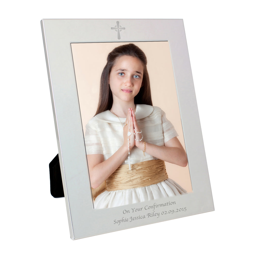 Personalised Silver 5x7 Cross Photo Frame | Photo Frames, Albums and Guestbooks | Mother's Day Gift