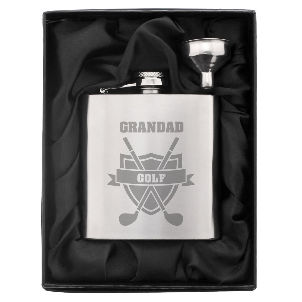 Personalised Golf Crest Hip Flask - Hip Flask - Inspired Creative Gifts