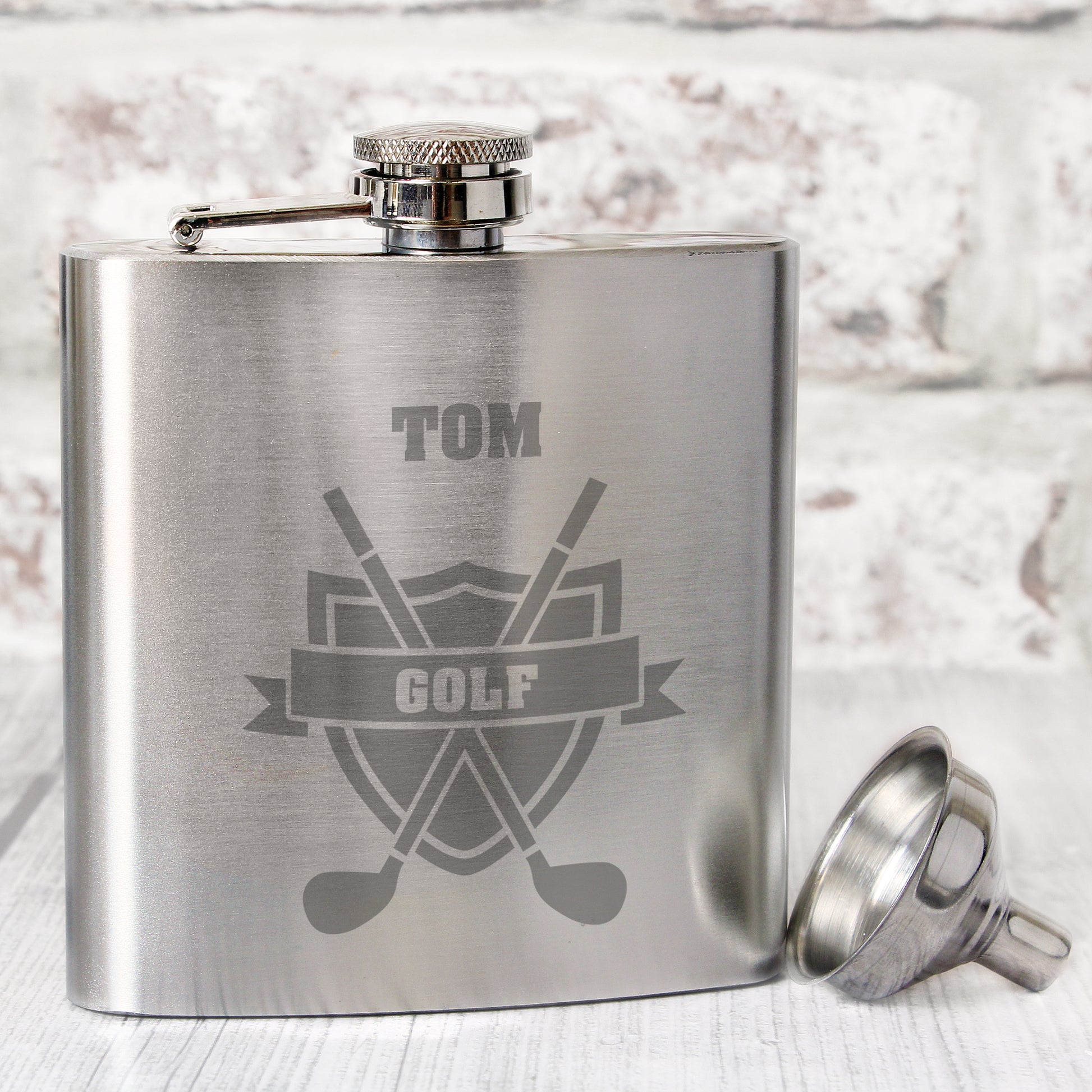 Personalised Golf Crest Hip Flask - Hip Flask - Inspired Creative Gifts