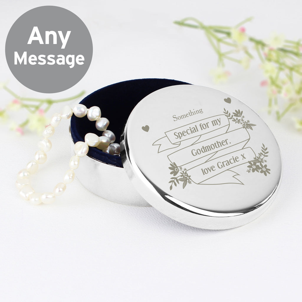 Personalised Garden Bloom Round Trinket Box | Wedding Gift