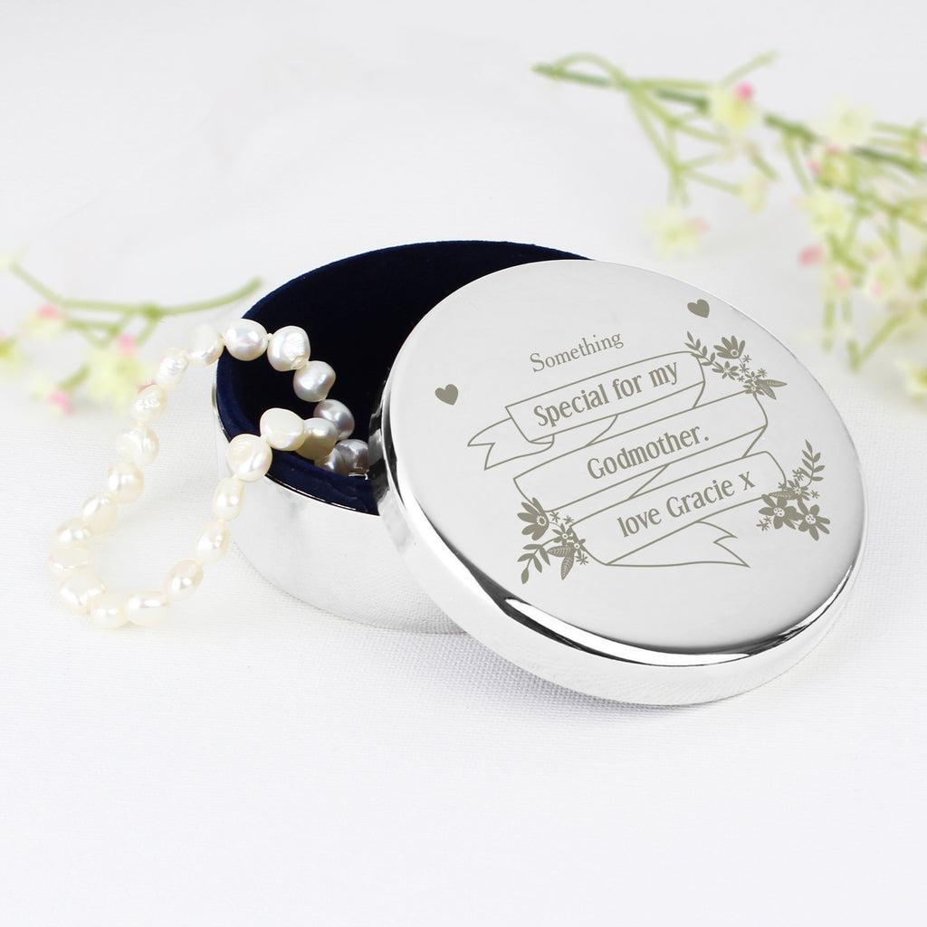 Personalised Garden Bloom Round Trinket Box | Wedding Gift