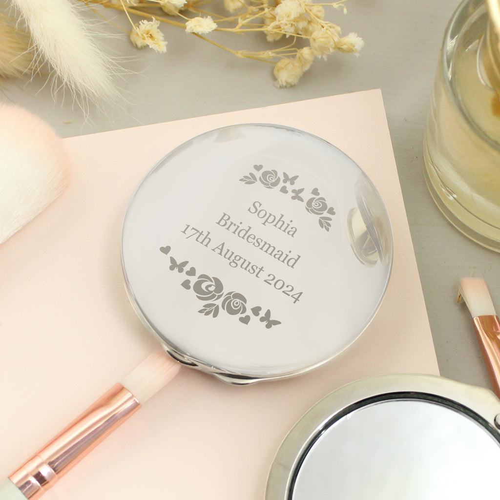 Personalised Vintage Rose Compact Mirror | Gift for Her