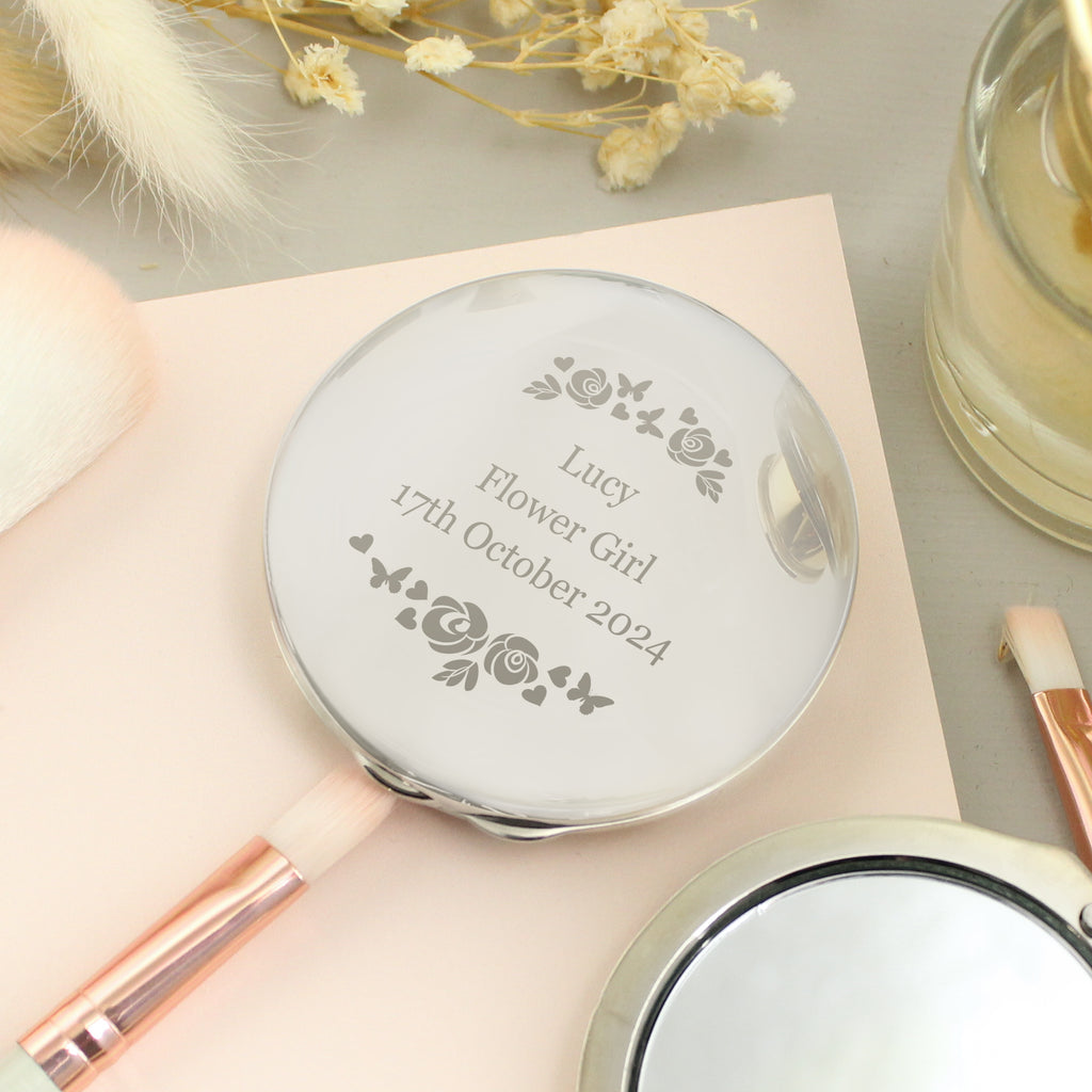 Personalised Vintage Rose Compact Mirror | Gift for Her