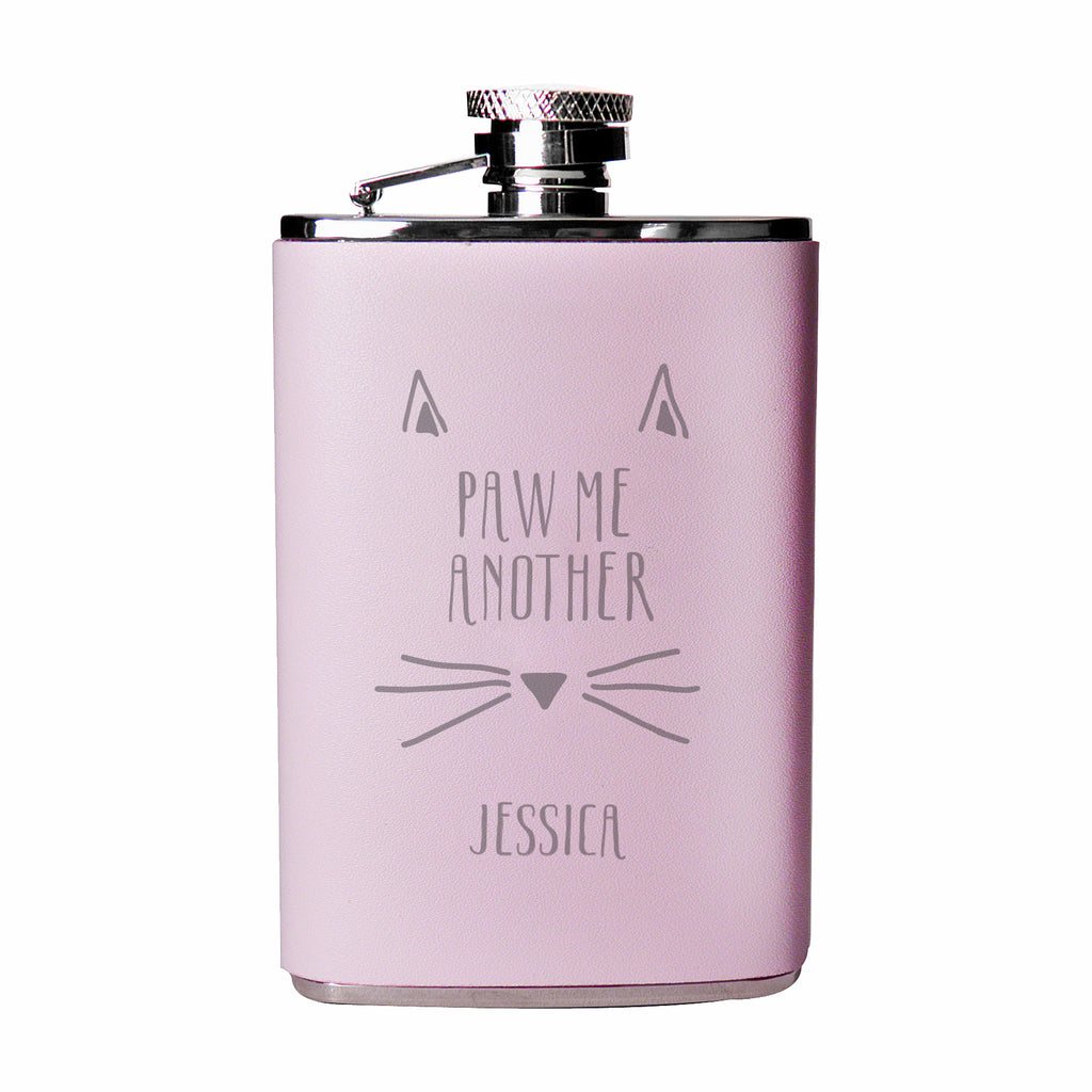 Personalised Paw Me Another Pink Hip Flask - Hip Flask - Inspired Creative Gifts