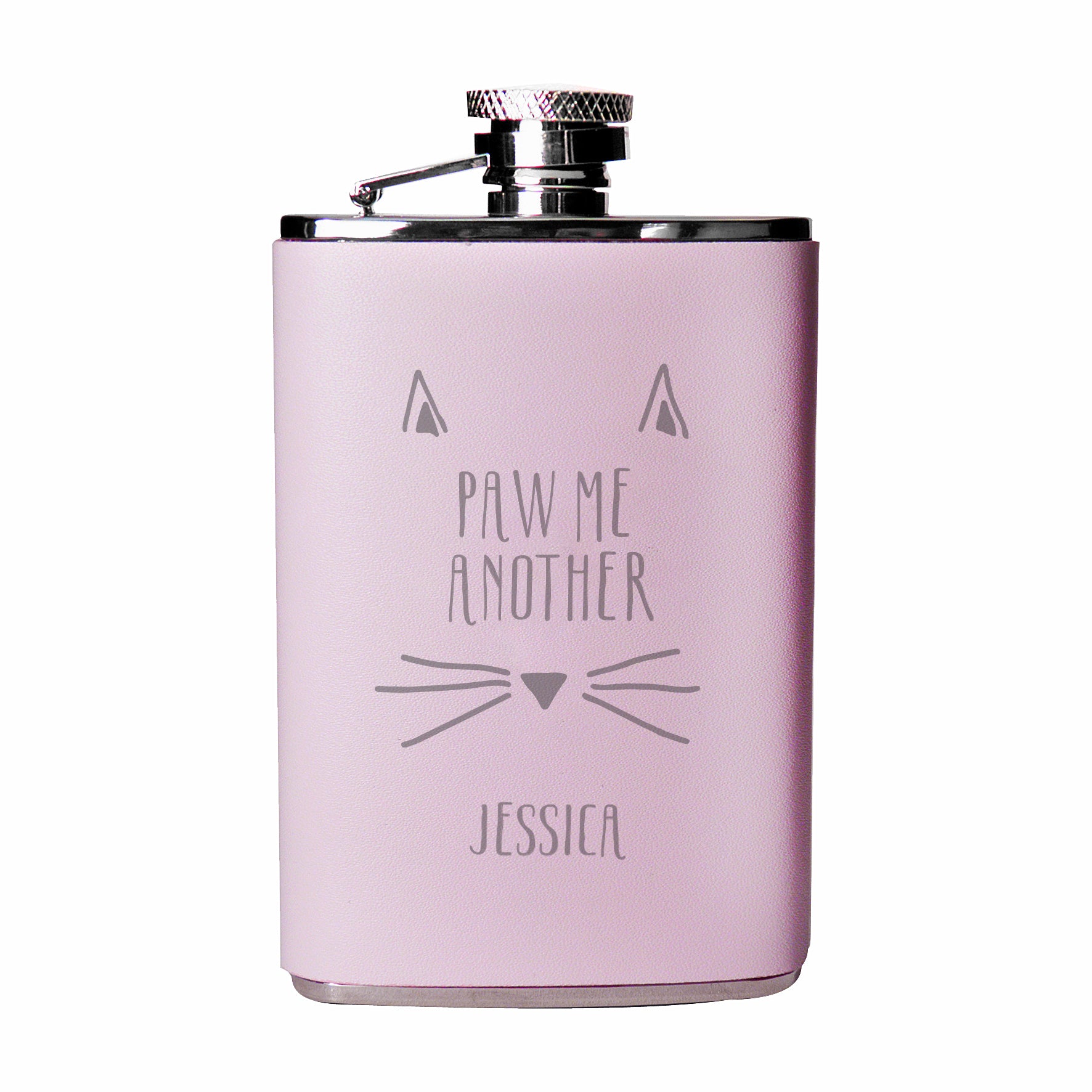 Personalised Paw Me Another Pink Hip Flask - Hip Flask - Inspired Creative Gifts
