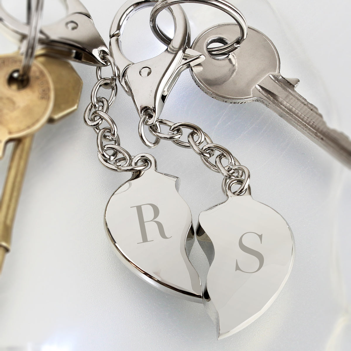 Personalised Initials Two Hearts Keyring | Keyrings