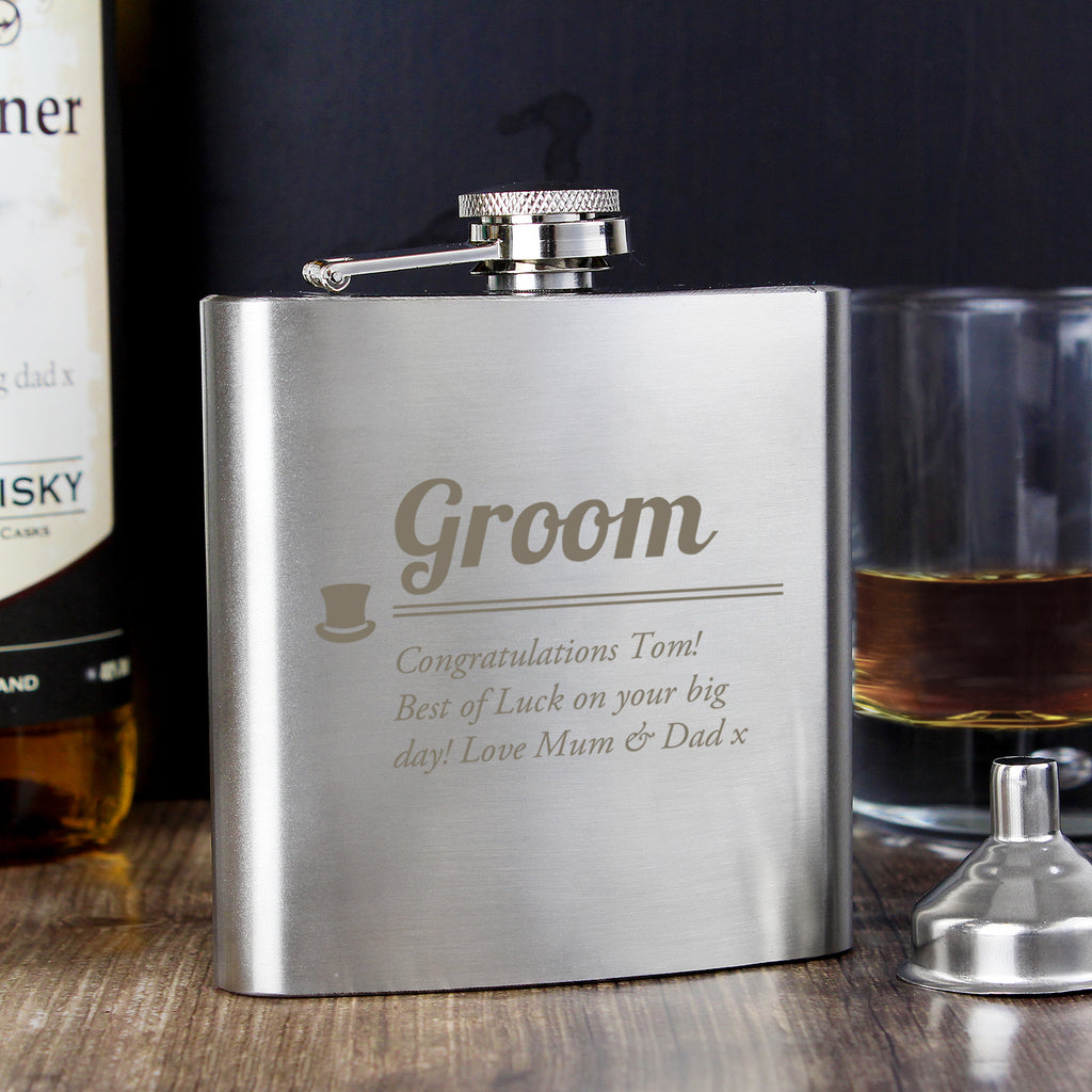 Personalised Groom Hip Flask - Inspired Creative Gifts