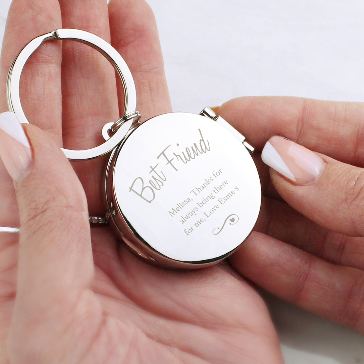 Personalised Swirls & Hearts Photo Keyring | Mother's Day Gift