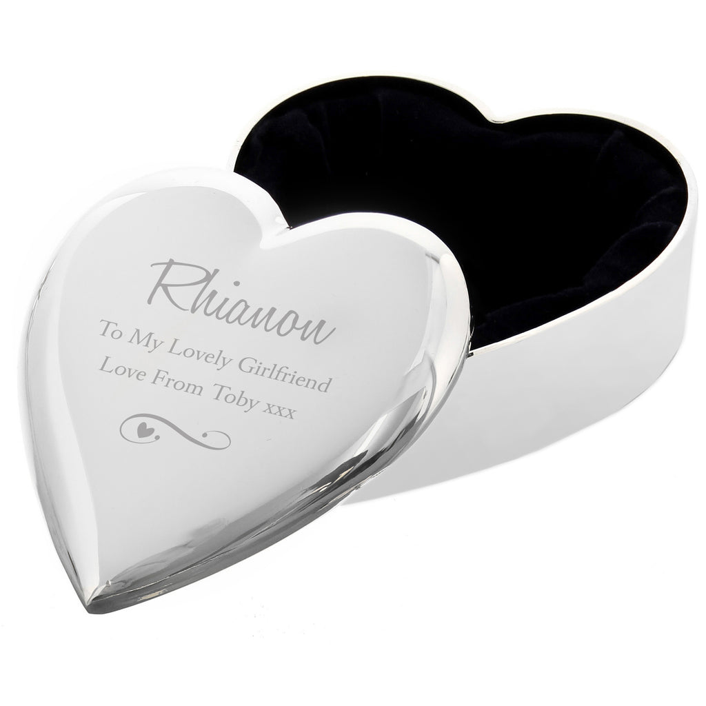 Personalised Any Message Swirls & Hearts Heart Trinket Box | Trinket, Jewellery & Keepsake Boxes | Inspired Creative Gifts