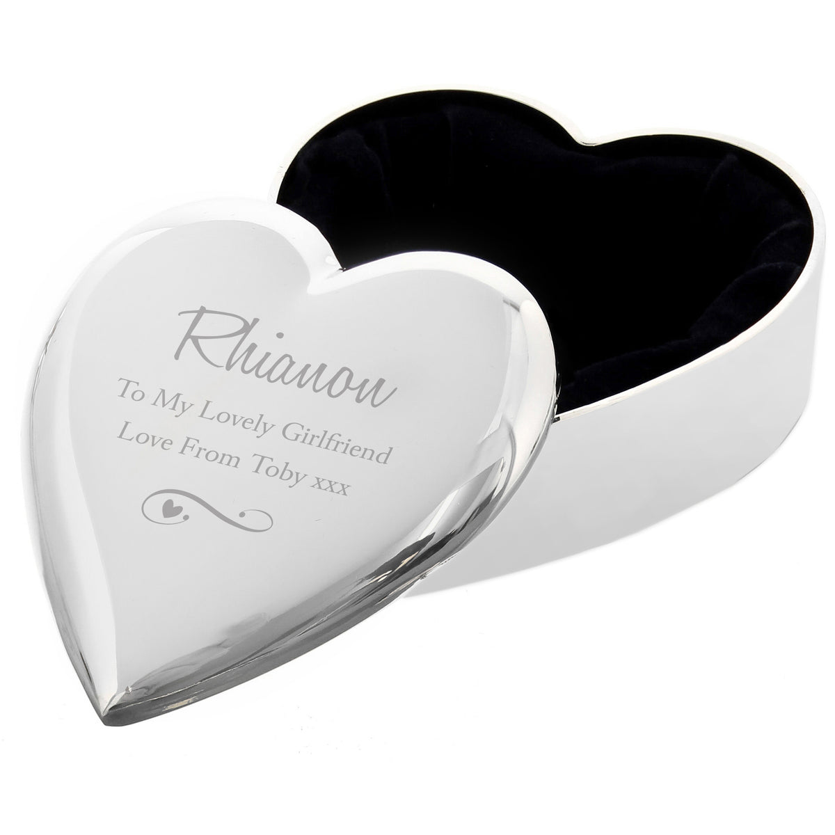 Personalised Any Message Swirls & Hearts Heart Trinket Box | Trinket, Jewellery & Keepsake Boxes | Inspired Creative Gifts