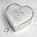 Personalised Elegant Crown Heart Trinket Box & Sterling Silver Necklace Set for Wedding