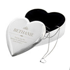 Personalised Elegant Crown Heart Trinket Box & Sterling Silver Necklace Set for Wedding
