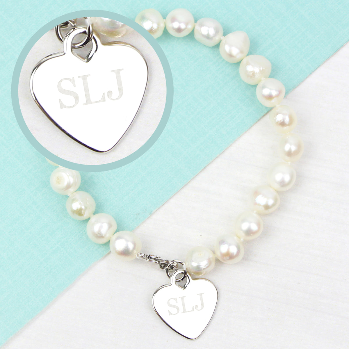 Personalised White Freshwater Pearl Initial Bracelet | Jewellery