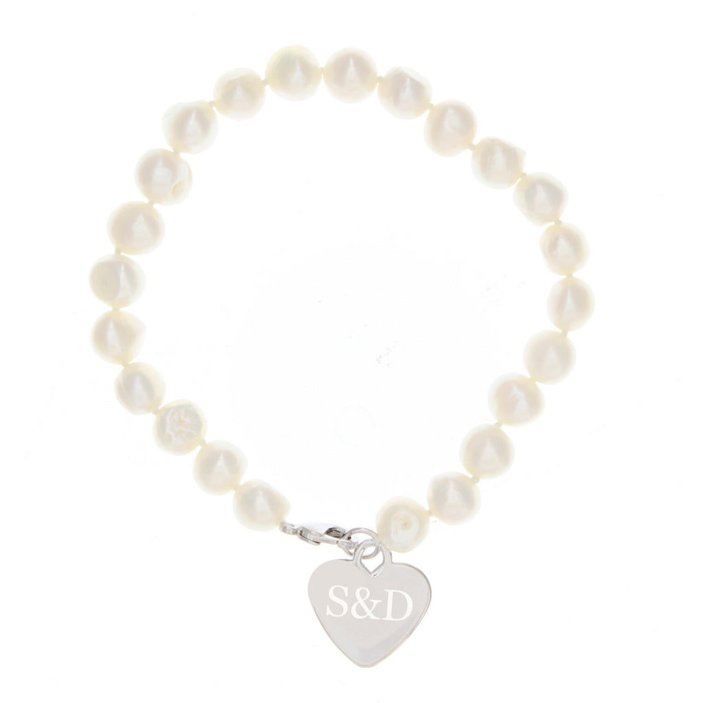Personalised White Freshwater Pearl Initial Bracelet | Jewellery