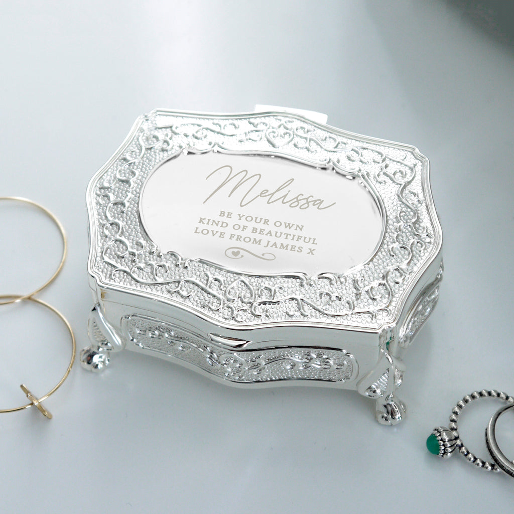 Personalised Swirls & Hearts Small Antique Trinket Box | Trinket, Jewellery & Keepsake Boxes | Inspired Creative Gifts