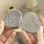 Personalised Swirls & Hearts Diamante Heart Compact Mirror for Wedding