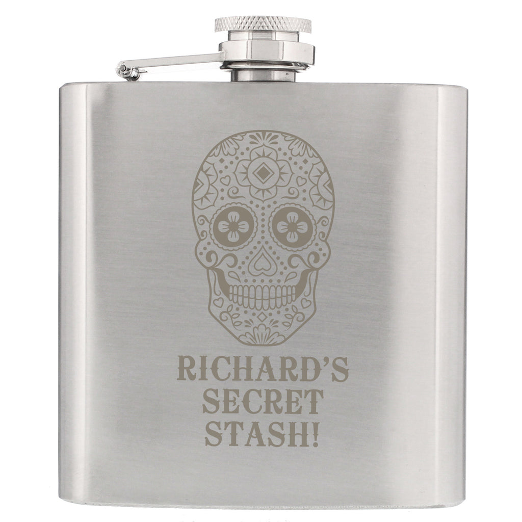 Personalised Sugar Skull Hip Flask - Hip Flask - Inspired Creative Gifts