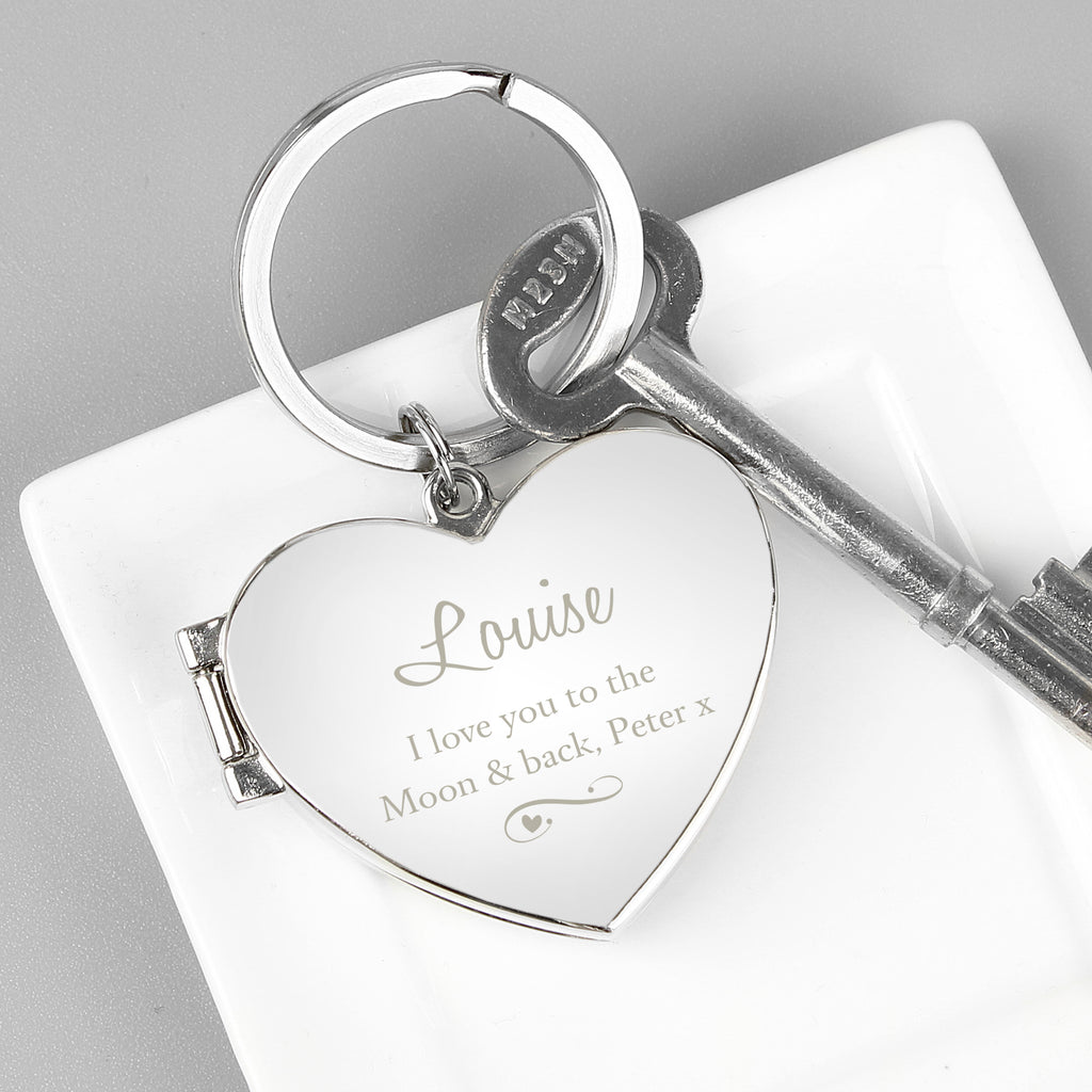 Personalised Swirl Heart Photoframe Keyring for Wedding