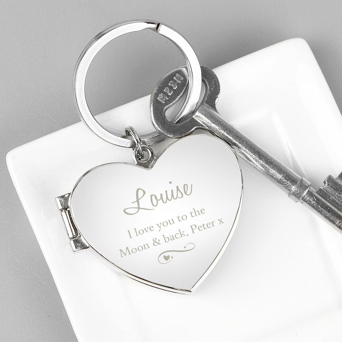 Personalised Swirl Heart Photoframe Keyring for Wedding