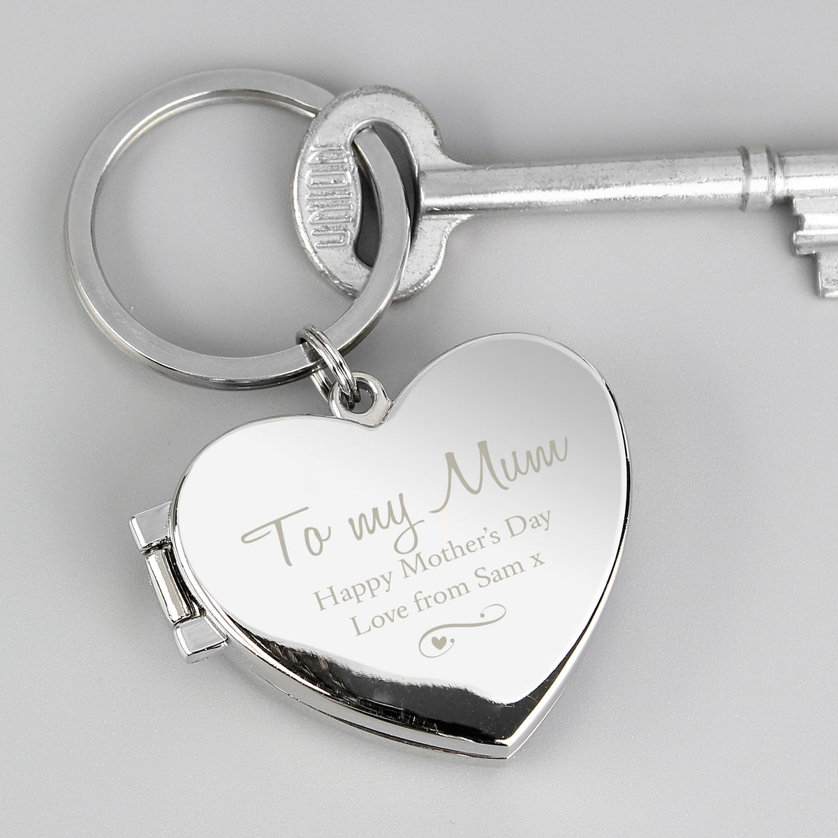 Personalised Swirl Heart Photoframe Keyring for Wedding