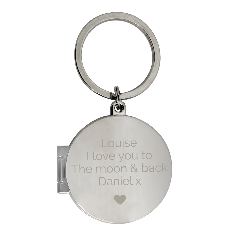 Personalised Heart Motif Round Photo Keyring for Wedding